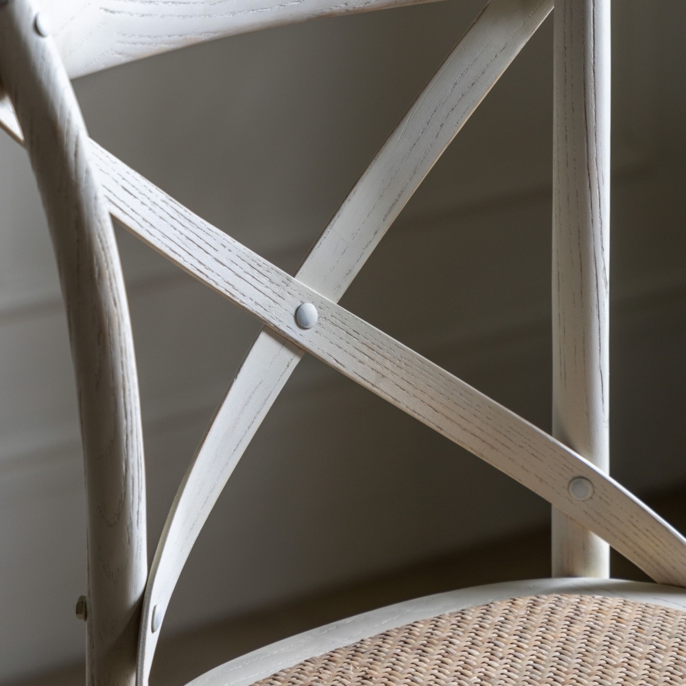 Product photograph of Set Of 2 Cafe White Rattan Cross Back Stool from Choice Furniture Superstore.