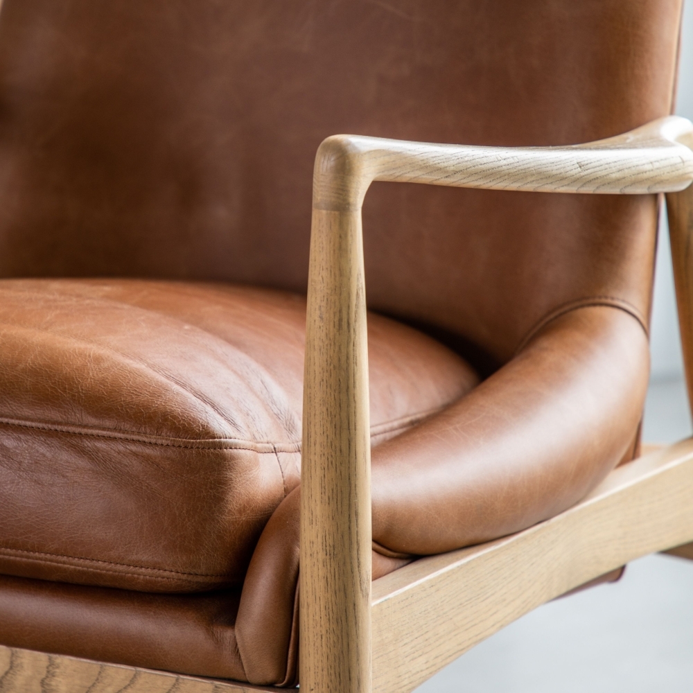 Product photograph of Carrera Brown Leather Armchair from Choice Furniture Superstore.