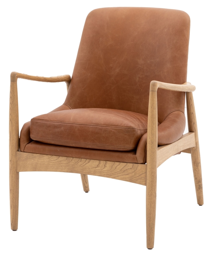 Product photograph of Carrera Brown Leather Armchair from Choice Furniture Superstore.