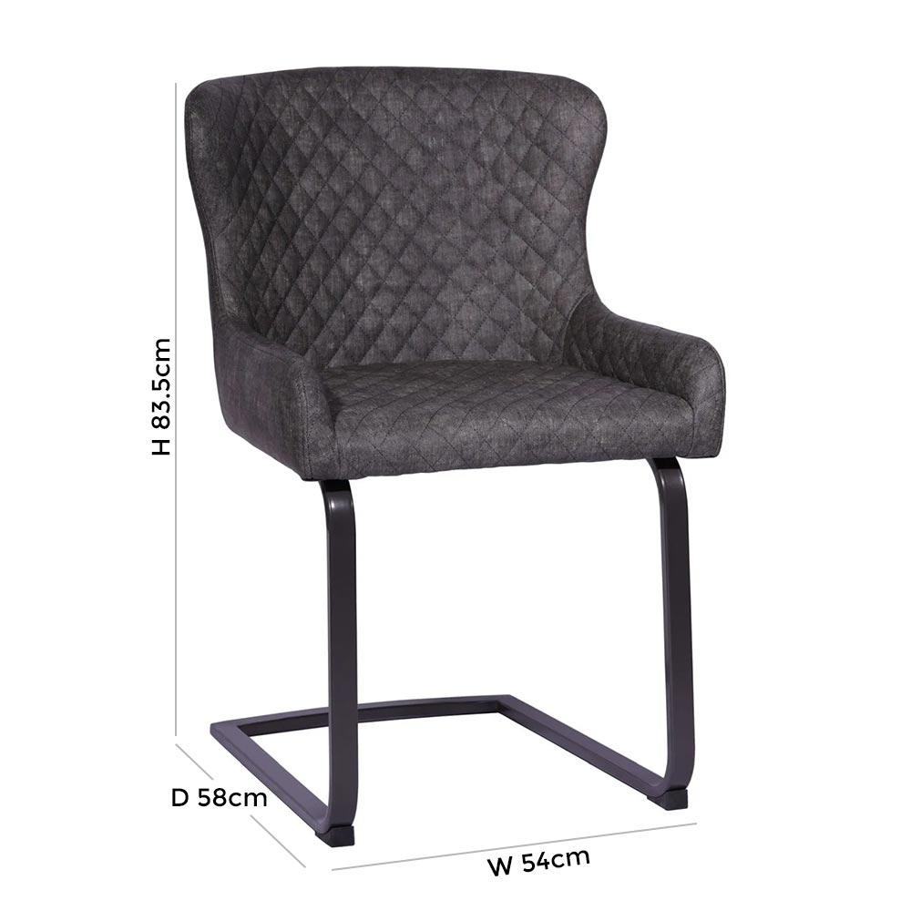 Product photograph of Fusion Dark Grey Cantilever Fabric Dining Chair Sold In Pairs from Choice Furniture Superstore.