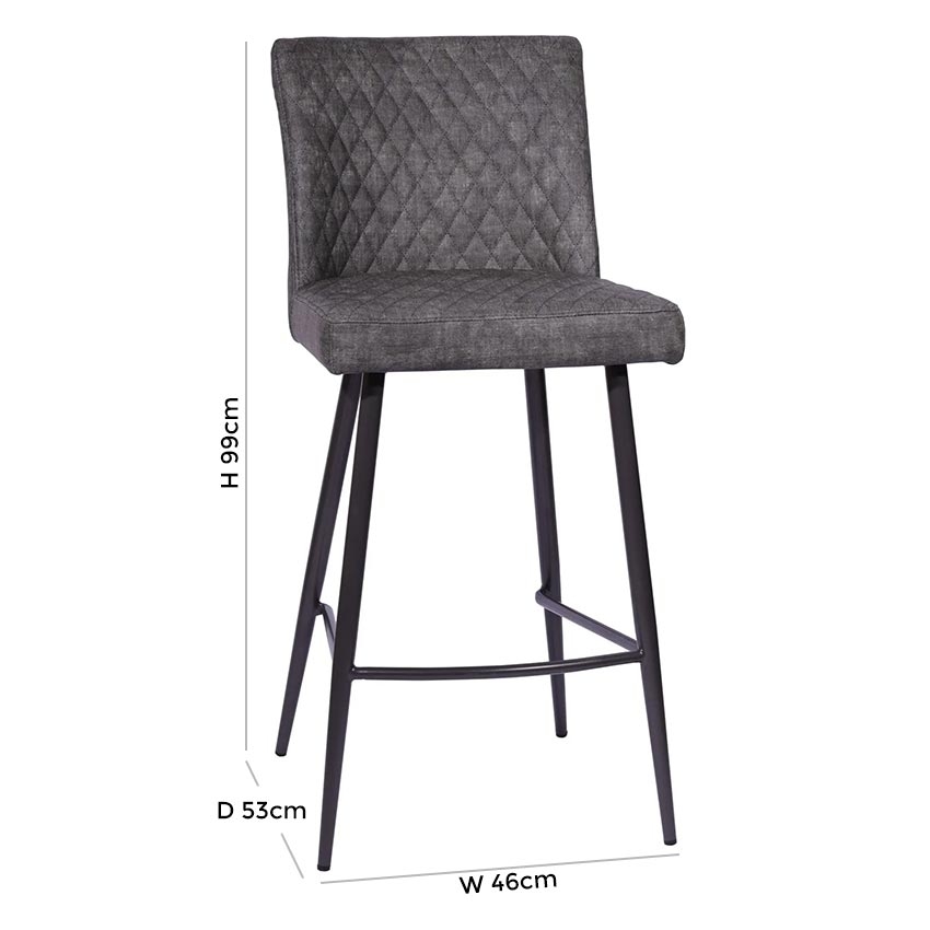 Product photograph of Fusion Drak Grey Fabric Bar Stool Sold In Pairs from Choice Furniture Superstore.