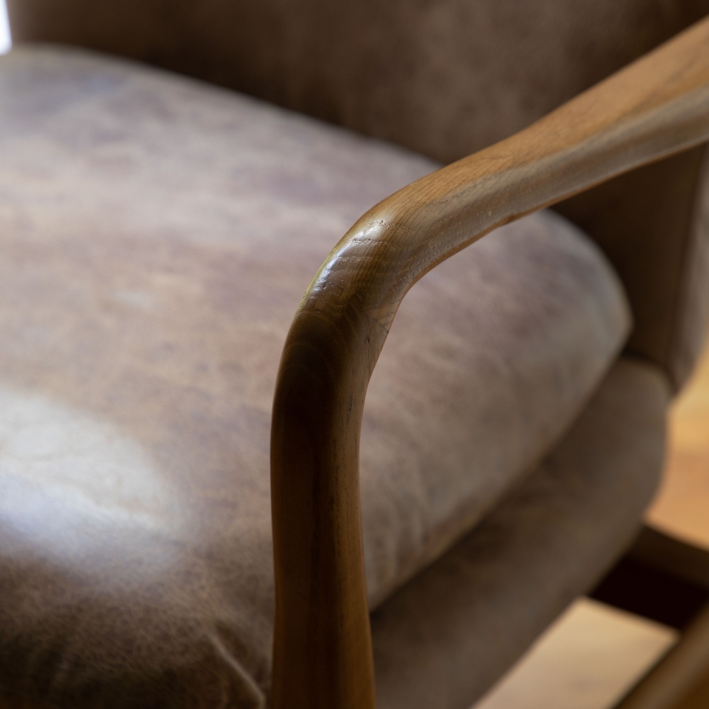 Product photograph of Jensen Brown Leather Armchair from Choice Furniture Superstore.