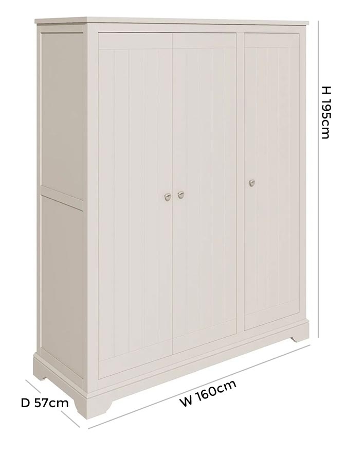 Product photograph of Berkeley Grey Painted Wardrobe With 3 Doors from Choice Furniture Superstore.