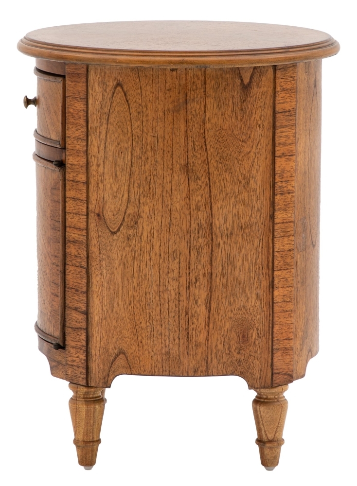 Product photograph of Leming Natural Wood Drum Side Table from Choice Furniture Superstore.