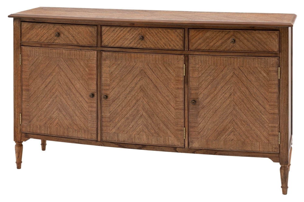Product photograph of Leming Peroba 3 Door 3 Drawer Sideboard from Choice Furniture Superstore.
