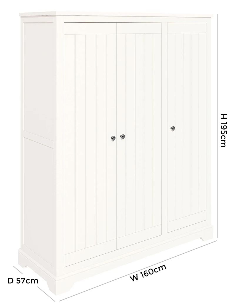 Product photograph of Lily White Painted Wardrobe With 3 Doors from Choice Furniture Superstore.
