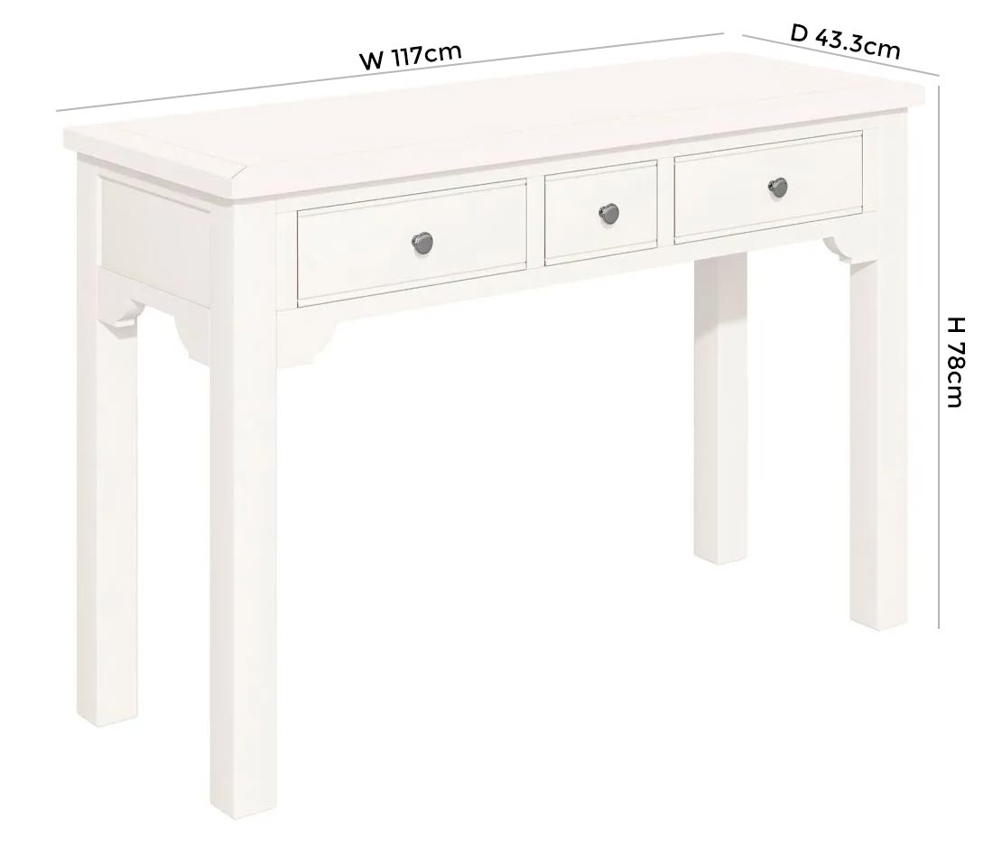 Product photograph of Lily White Painted Dressing Table With 3 Drawers from Choice Furniture Superstore.
