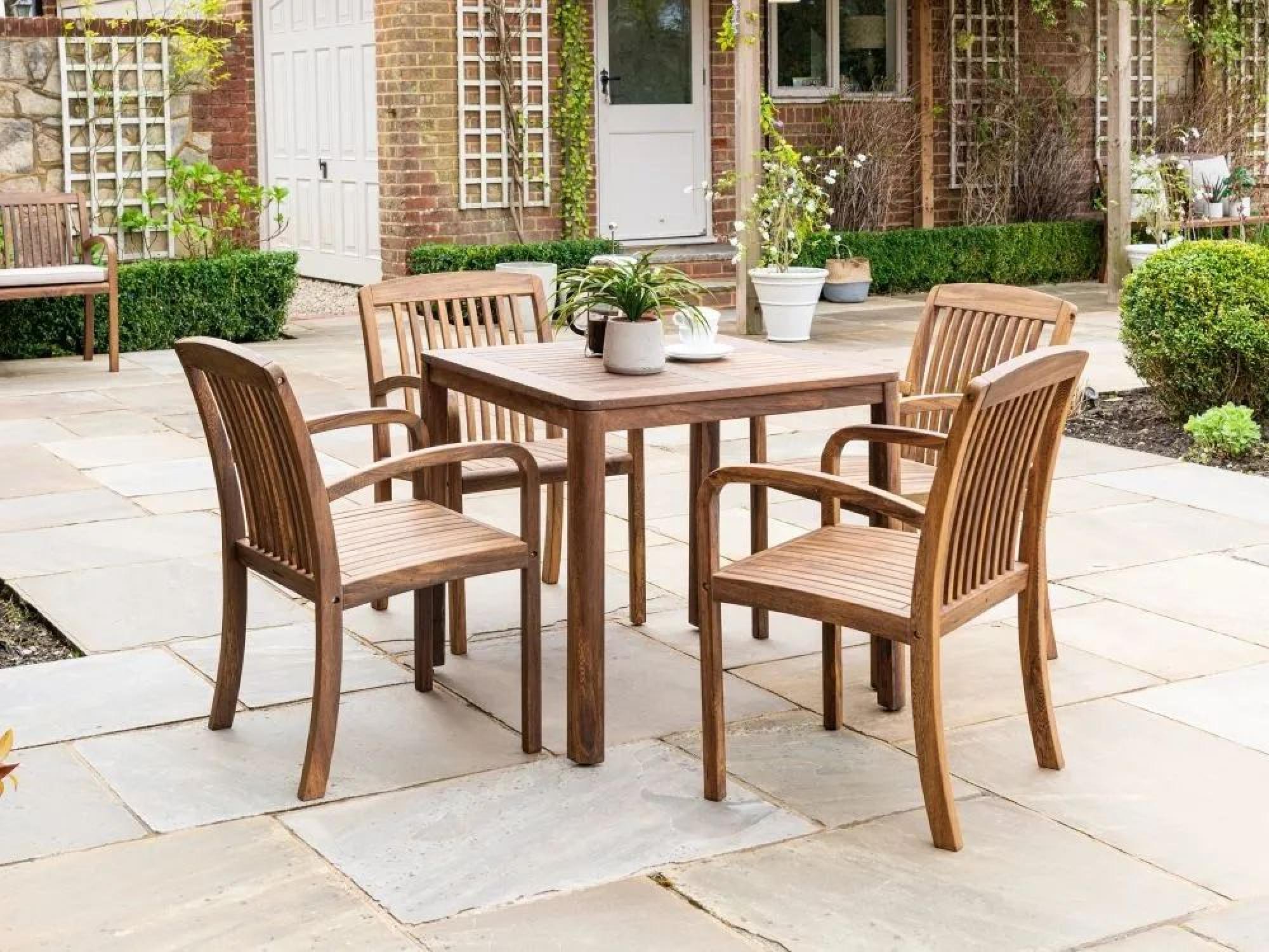 Product photograph of Alexander Rose Bolney Brown Square Dining Table from Choice Furniture Superstore.