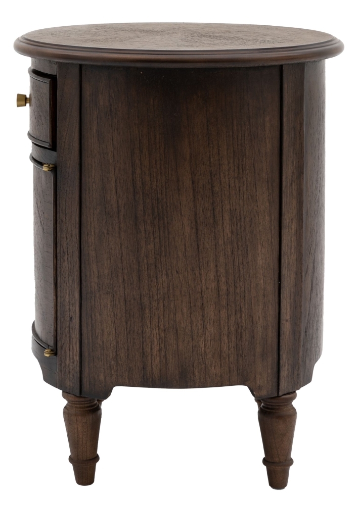 Product photograph of Jacona Wooden Walnut Drum Side Table from Choice Furniture Superstore.