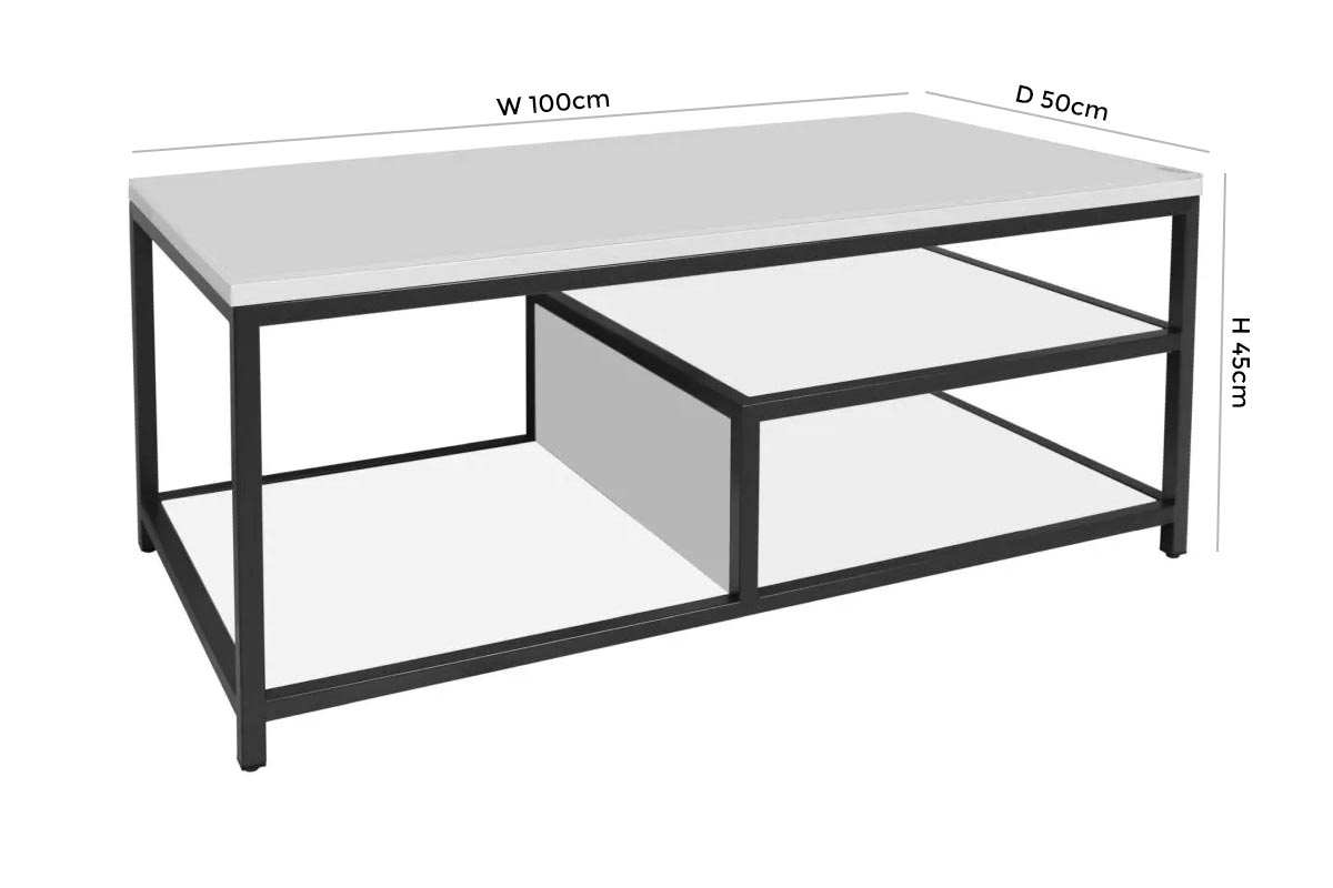 Product photograph of Flux Coffee Table With Shelf - Comes In White Cappuccino And Grey Options from Choice Furniture Superstore.