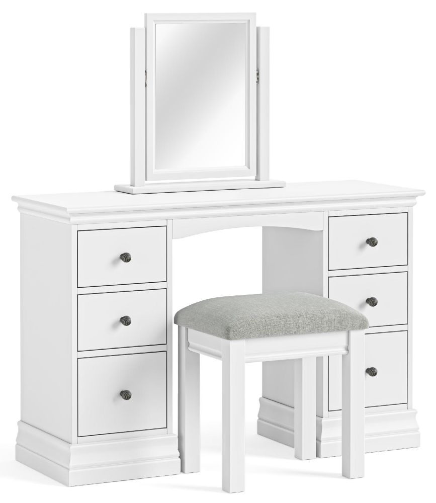 Product photograph of Helston White 6 Drawer Double Dressing Table from Choice Furniture Superstore.