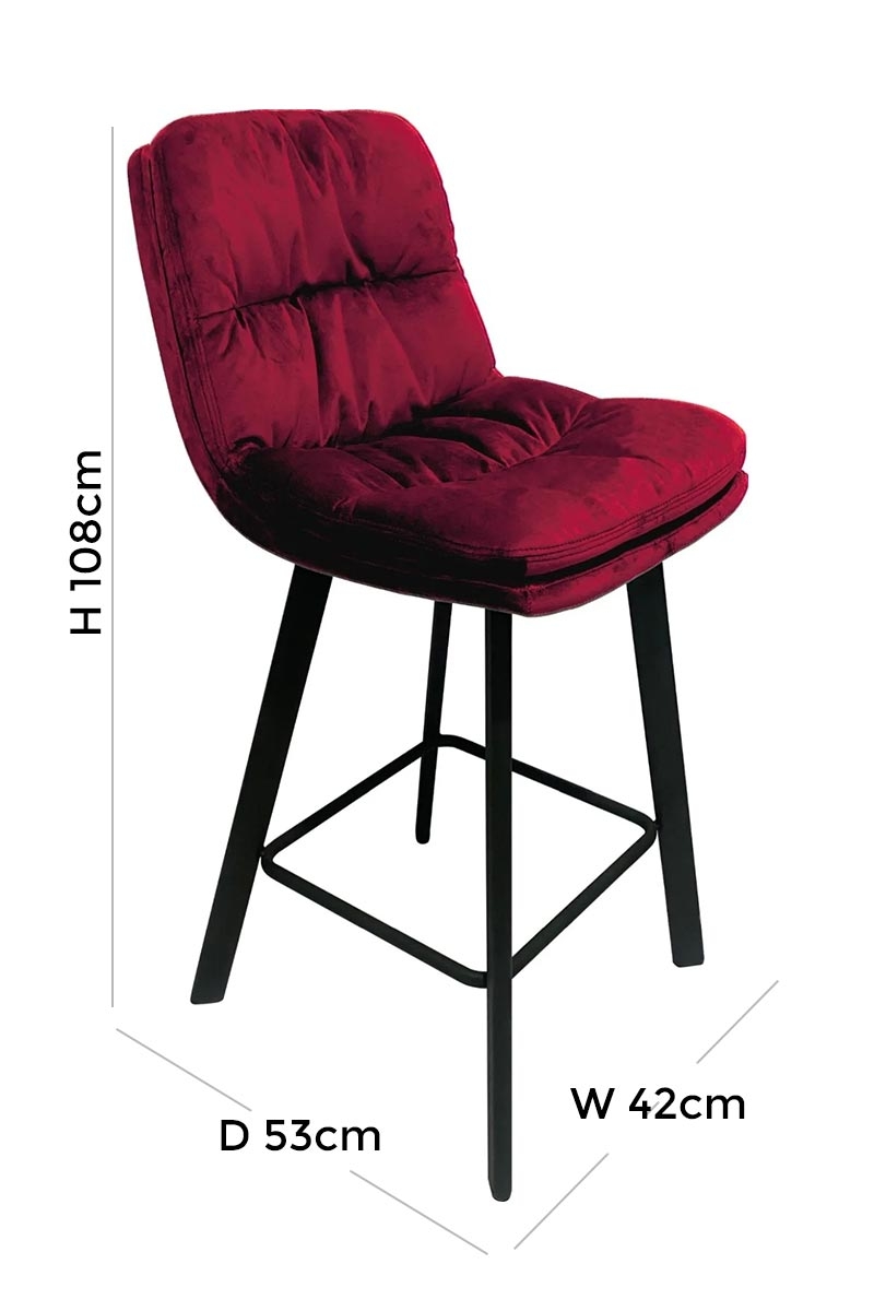 Product photograph of Paloma Velvet Bar Stool Sold In Pairs - Comes In Ruby Charcoal Grey And Teal Options from Choice Furniture Superstore.