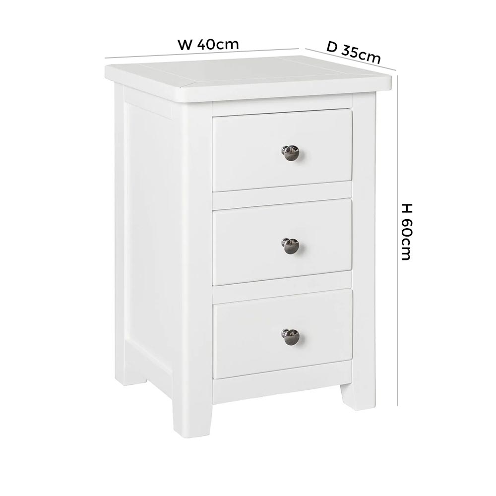 Product photograph of Henley 3 Drawer Bedside Cabinet - Comes In White Blue And Charcoal Finish Options from Choice Furniture Superstore.