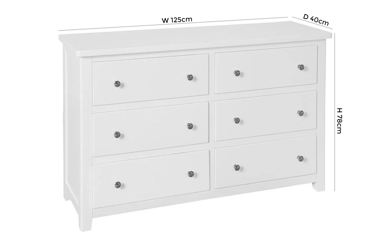 Product photograph of Henley Painted 6 Drawer Wide Chest - Comes In White Blue And Charcoal Finish Options from Choice Furniture Superstore.