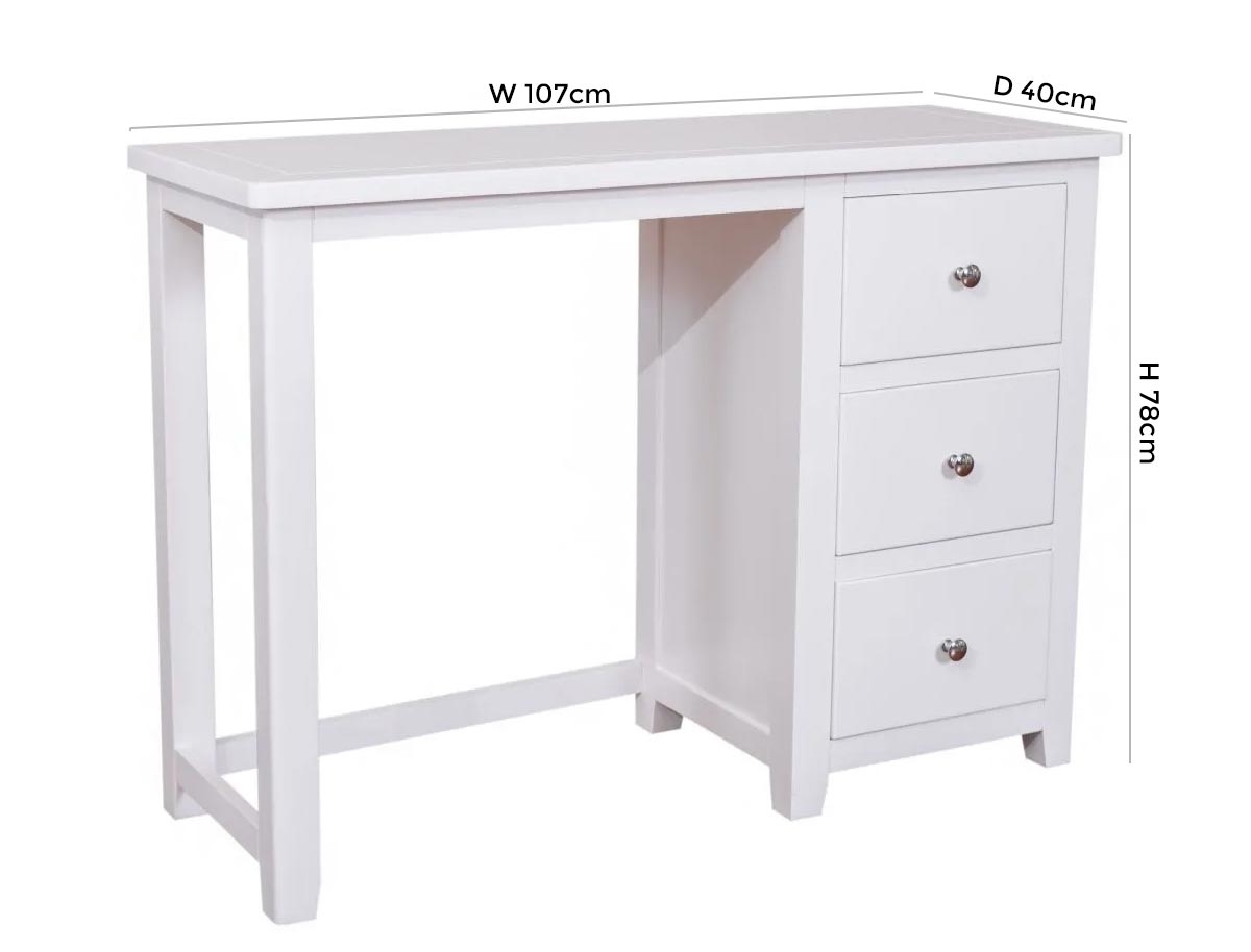 Product photograph of Henley Painted 3 Drawer Dressing Table - Comes In White Blue And Charcoal Finish Options from Choice Furniture Superstore.