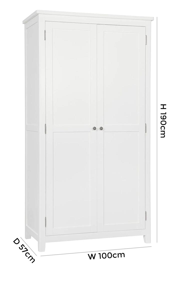 Product photograph of Henley Painted 2 Door Wardrobe - Comes In White Blue And Charcoal Finish Options from Choice Furniture Superstore.