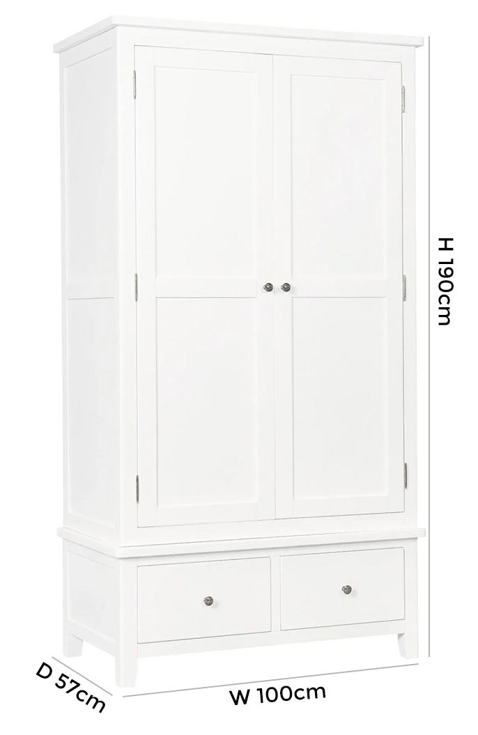 Product photograph of Henley Painted 2 Door 2 Drawer Combi Wardrobe - Comes In White Blue And Charcoal Finish Options from Choice Furniture Superstore.