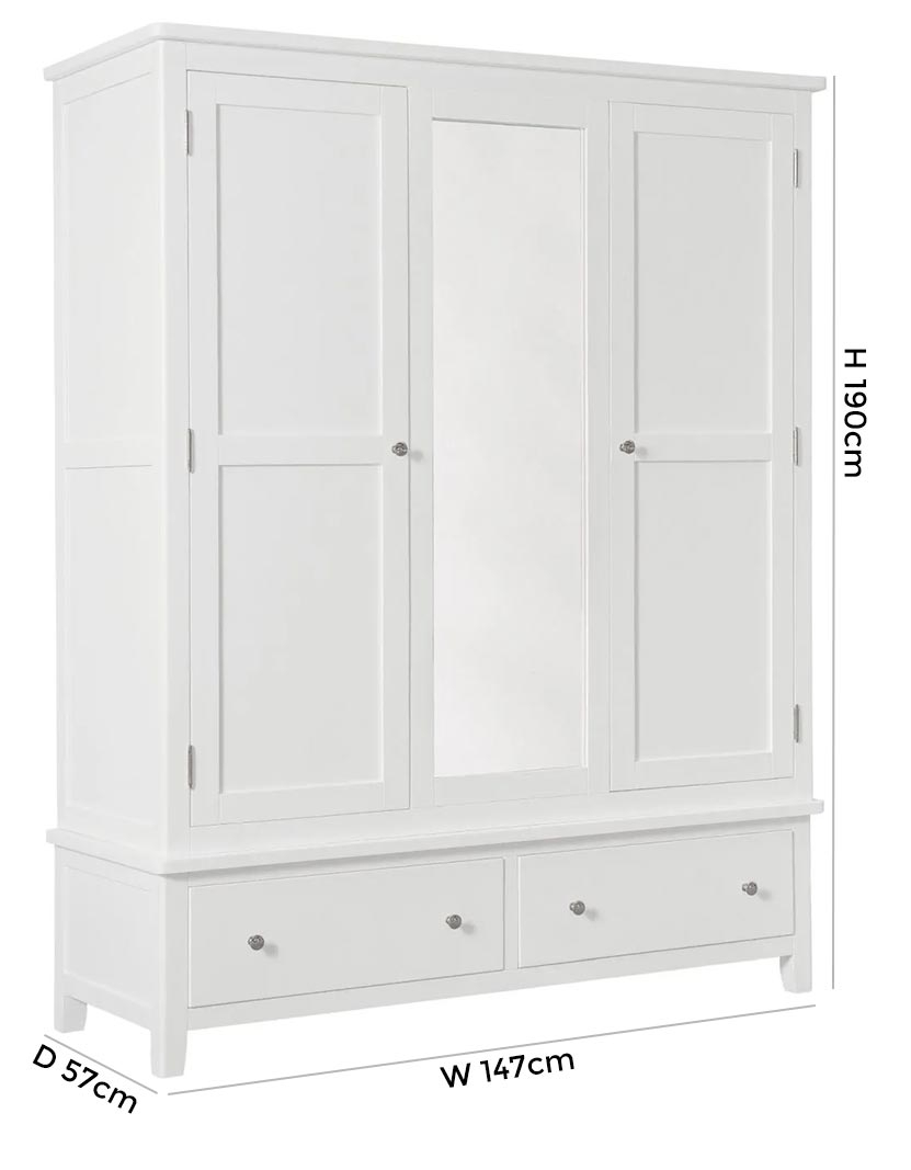 Product photograph of Henley White Painted 3 Door 2 Drawer Combi Wardrobe from Choice Furniture Superstore.