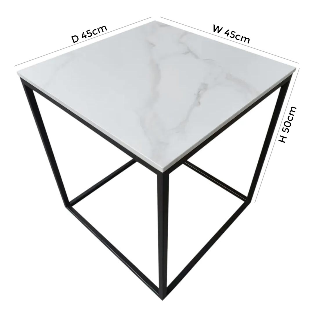 Product photograph of Athena White Ceramic Square Lamp Table from Choice Furniture Superstore.