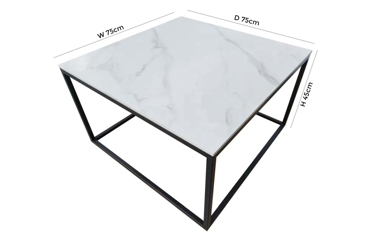 Product photograph of Athena Sintered Stone And Metal Square Coffee Table from Choice Furniture Superstore.