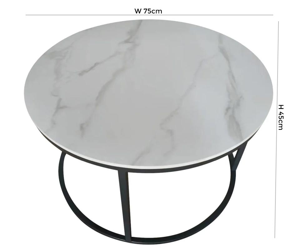 Product photograph of Athena Sintered Stone And Metal Round Coffee Table from Choice Furniture Superstore.