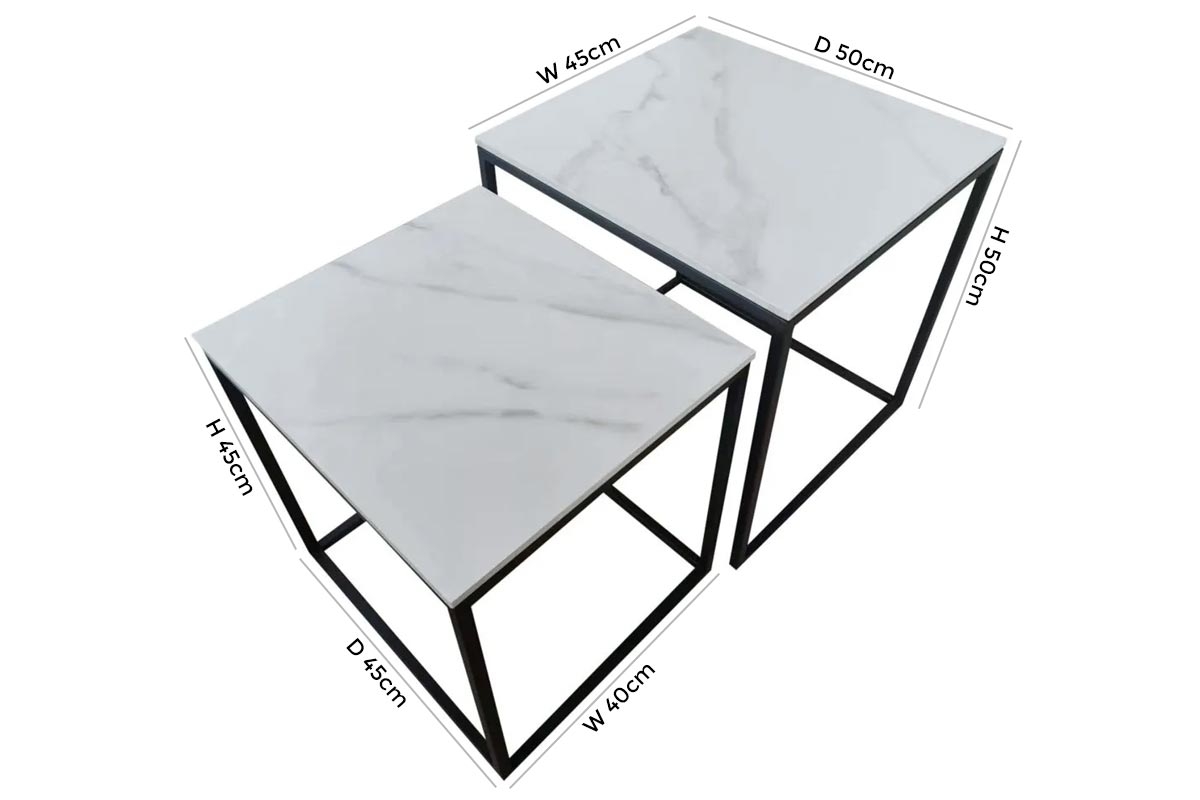 Product photograph of Athena Sintered Stone And Metal Nest Of Tables from Choice Furniture Superstore.