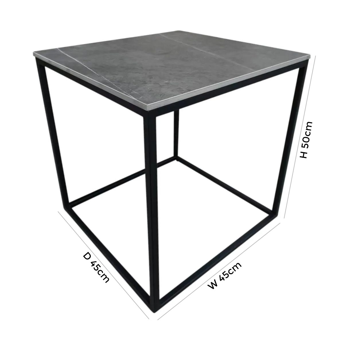 Product photograph of Zeus Grey Sintered Stone Square Lamp Table from Choice Furniture Superstore.