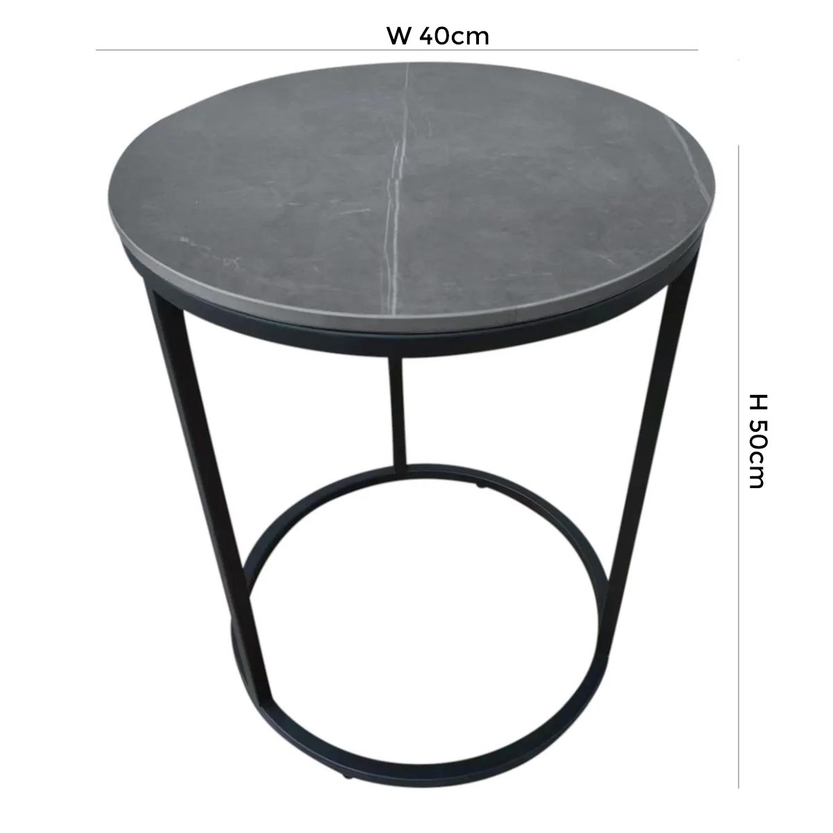 Product photograph of Zeus Grey Sintered Stone Round Lamp Table from Choice Furniture Superstore.