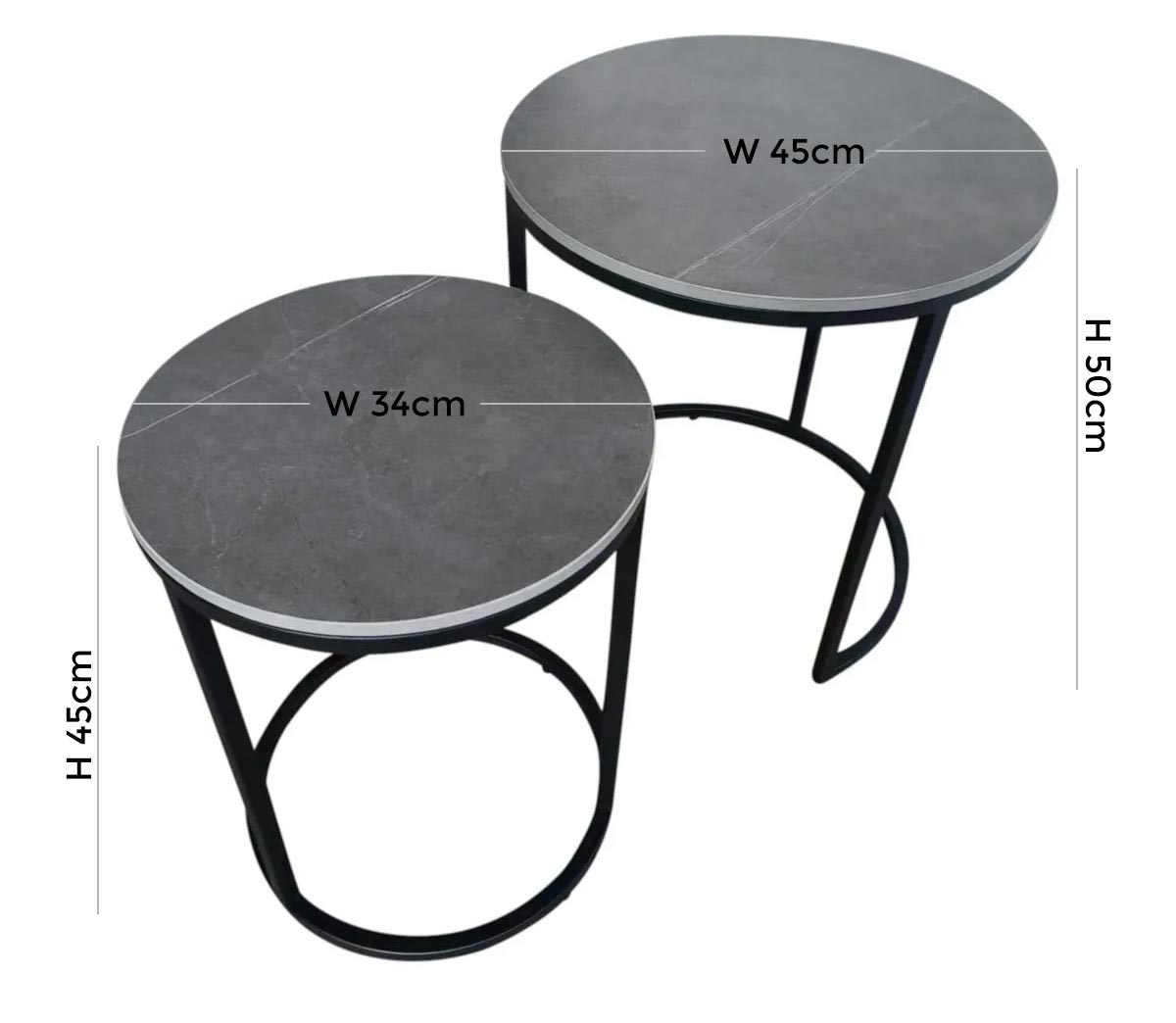 Product photograph of Zeus Grey Sintered Stone Round Nesting Lamp Tables from Choice Furniture Superstore.