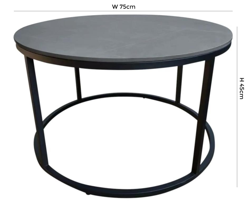 Product photograph of Zeus Grey Sintered Stone Round Coffee Table from Choice Furniture Superstore.