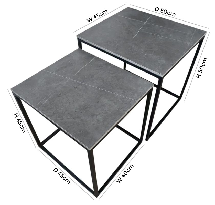 Product photograph of Zeus Grey Sintered Stone Nest Of Tables from Choice Furniture Superstore.