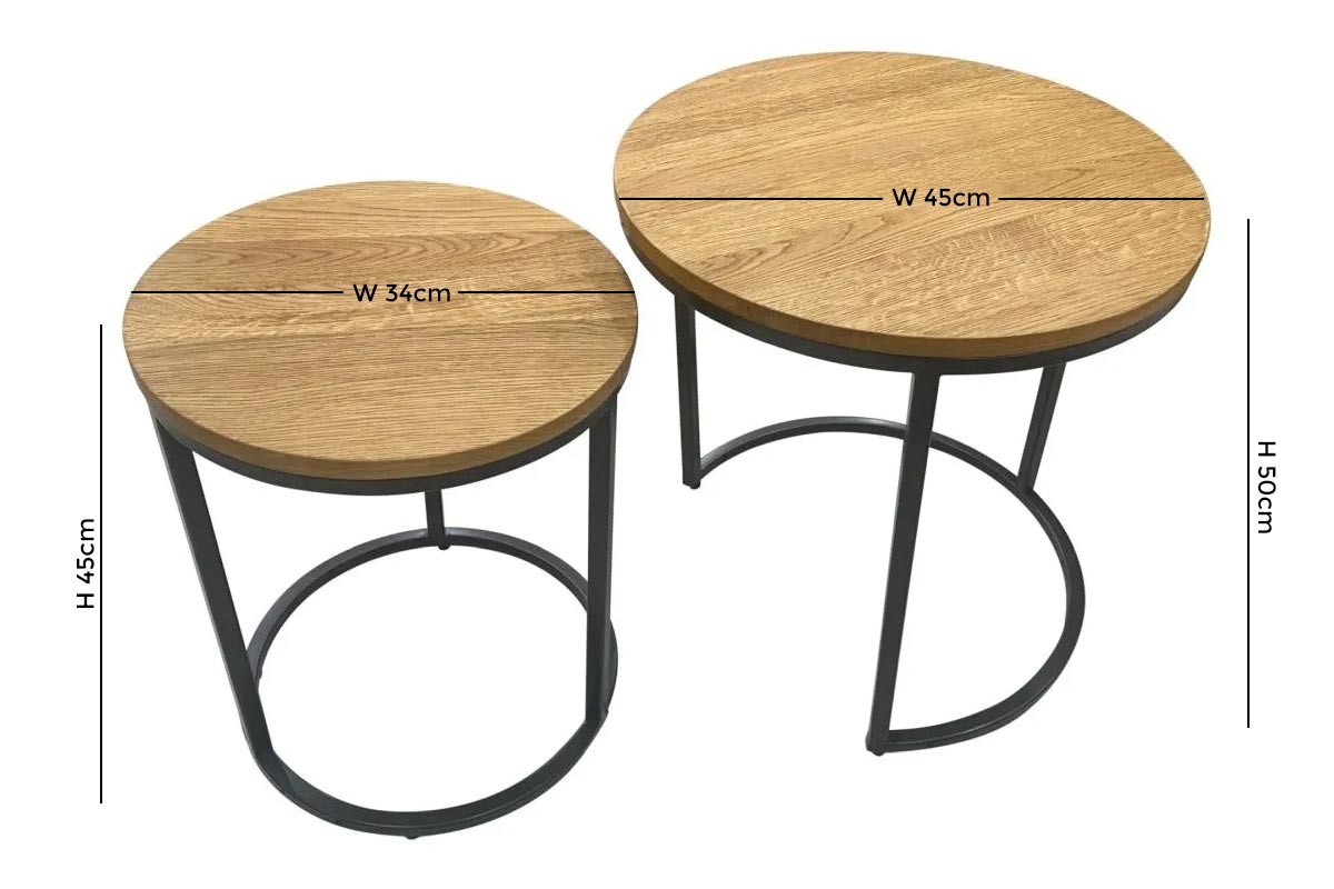 Product photograph of Trend Oak Round Nesting Lamp Tables from Choice Furniture Superstore.