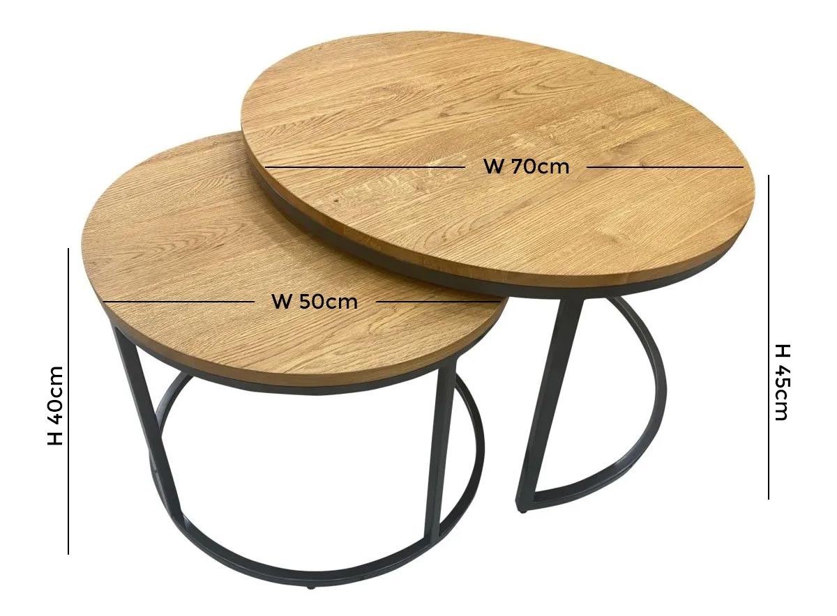 Product photograph of Trend Oak Round Nesting Coffee Tables from Choice Furniture Superstore.