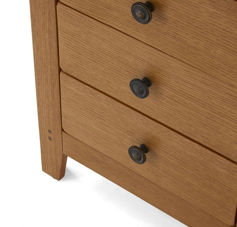 Product photograph of Burford Oak 3 Drawer Bedside Cabinet from Choice Furniture Superstore.