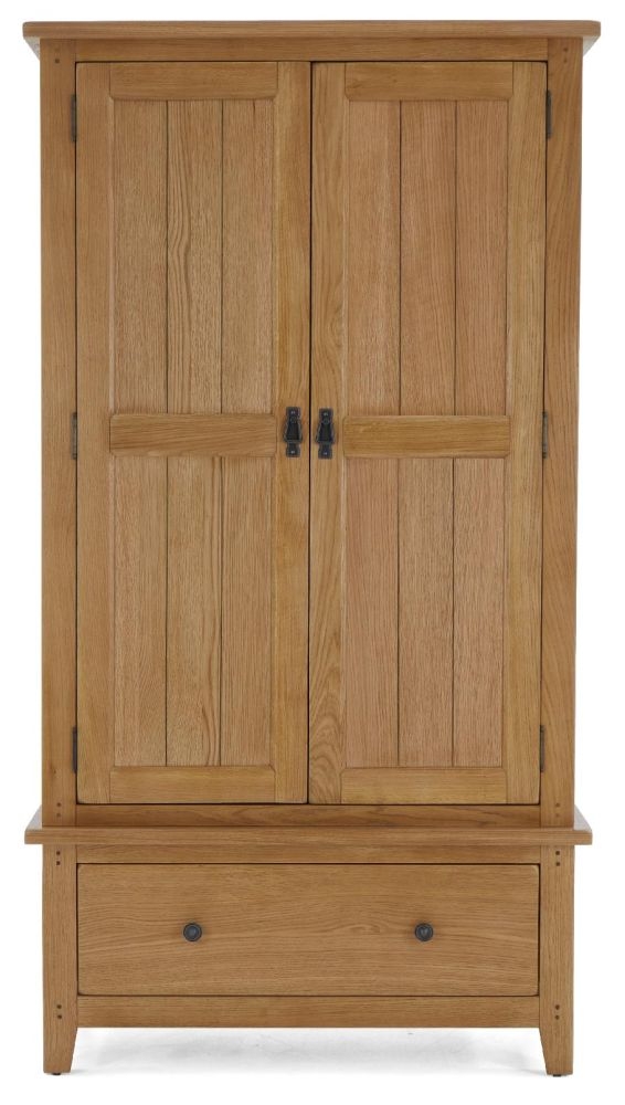 Product photograph of Croydon Oak 2 Door 1 Drawer Double Wardrobe from Choice Furniture Superstore.