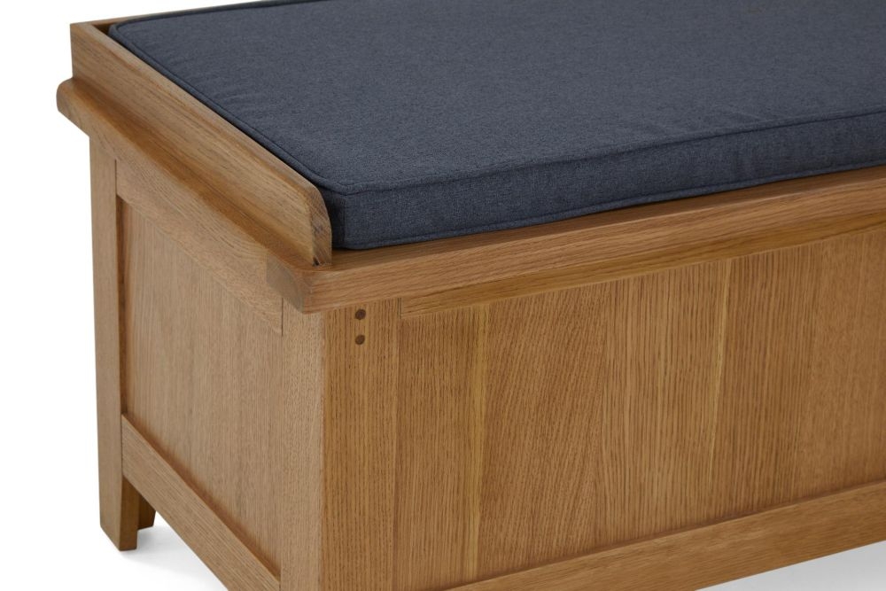 Product photograph of Burford Oak Storage Bench from Choice Furniture Superstore.