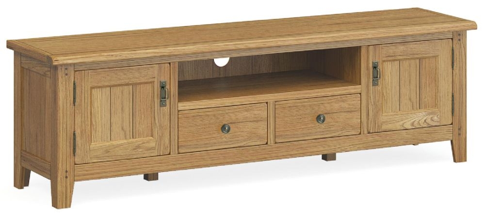 Product photograph of Belden Oak 2 Door 2 Drawer Tv Unit from Choice Furniture Superstore.
