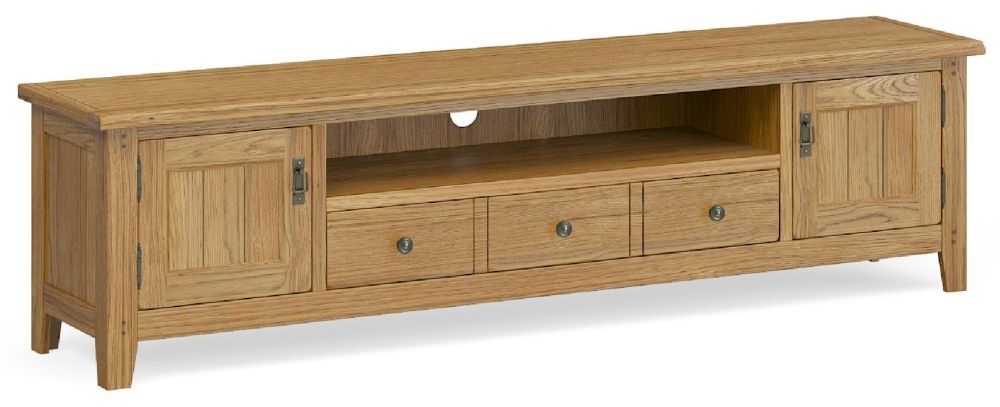 Product photograph of Belden Oak 2 Door 3 Drawer Tv Unit from Choice Furniture Superstore.