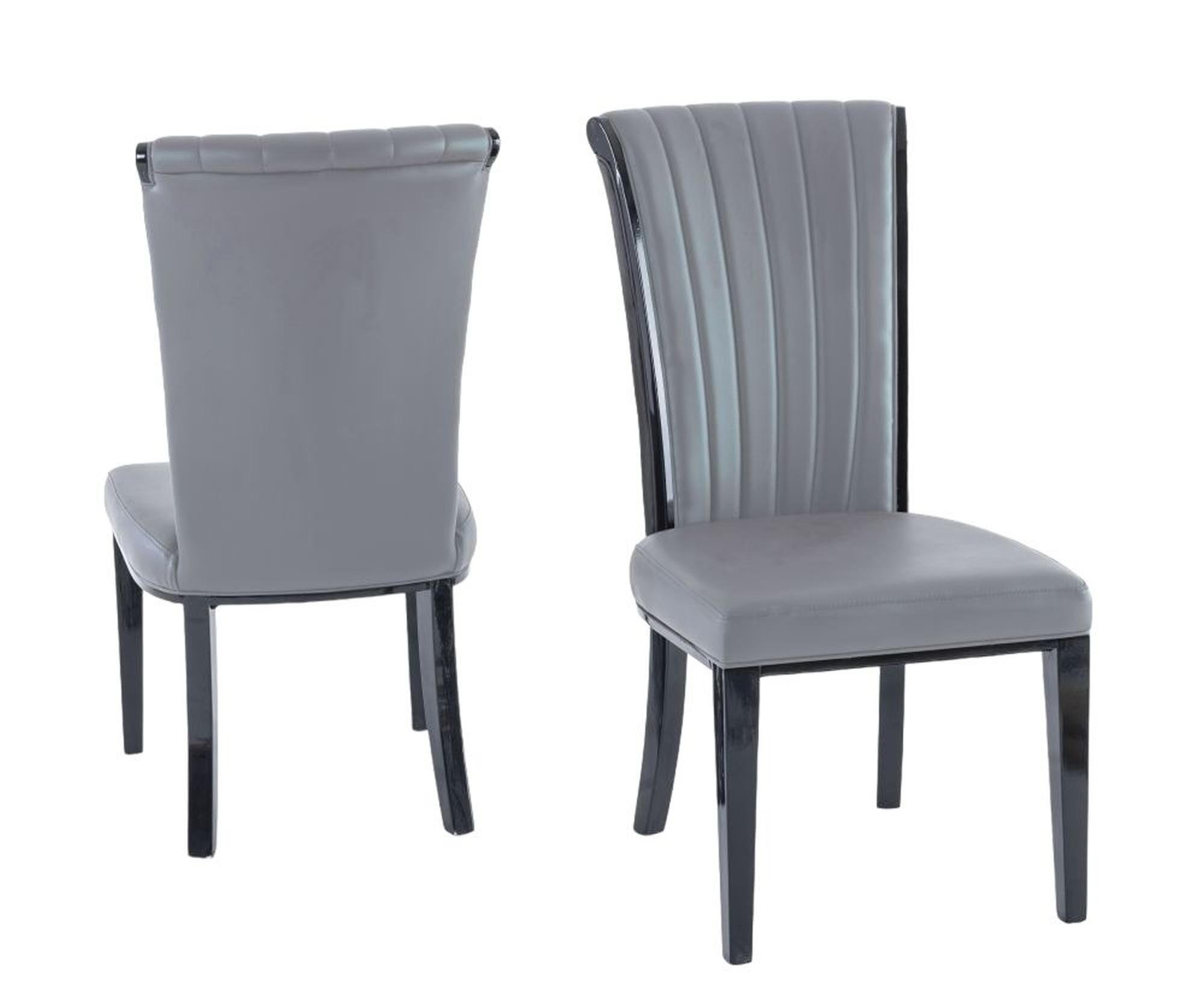 Product photograph of Cadiz Grey Leather Large High Back Dining Chair With Black Legs from Choice Furniture Superstore.