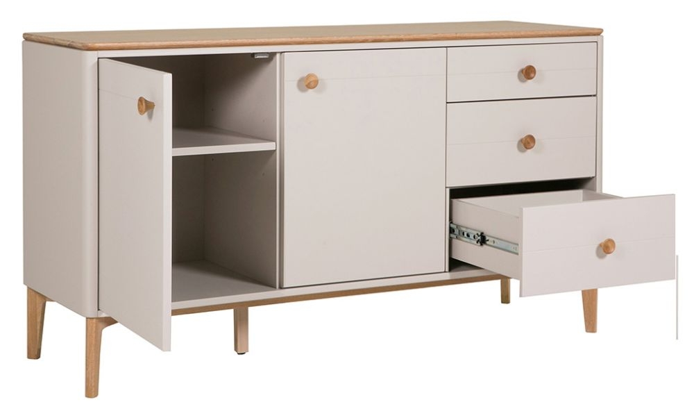 Product photograph of Vida Living Marlow Cashmere Oak Medium Sideboard 81cm With 2 Door 3 Drawer from Choice Furniture Superstore.