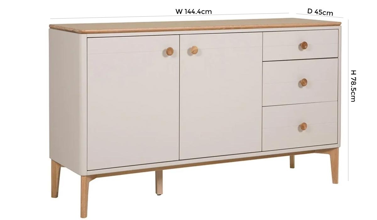 Product photograph of Vida Living Marlow Cashmere Oak Sideboard 81cm With 2 Door 3 Drawer from Choice Furniture Superstore.