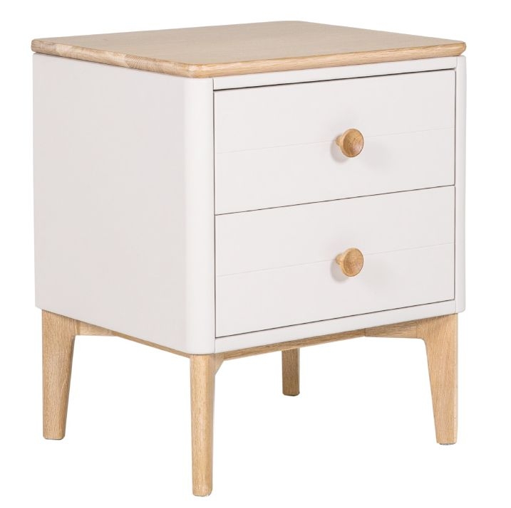 Product photograph of Vida Living Marlow Cashmere Oak 2 Drawer Bedside Cabinet from Choice Furniture Superstore.