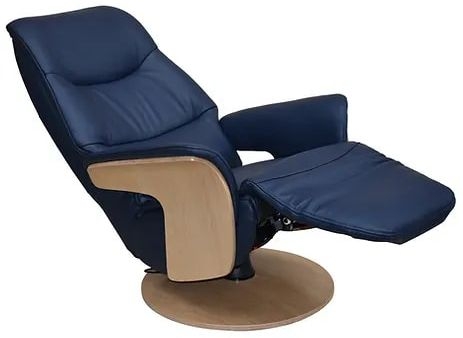 Product photograph of Gfa Lowa Battery Operated Swivel Recliner Chair - Navy Leather Match from Choice Furniture Superstore.