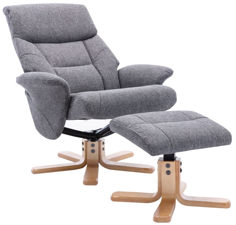 Product photograph of Gfa Marseille Swivel Recliner Chair With Footstool - Slate Fabric from Choice Furniture Superstore.
