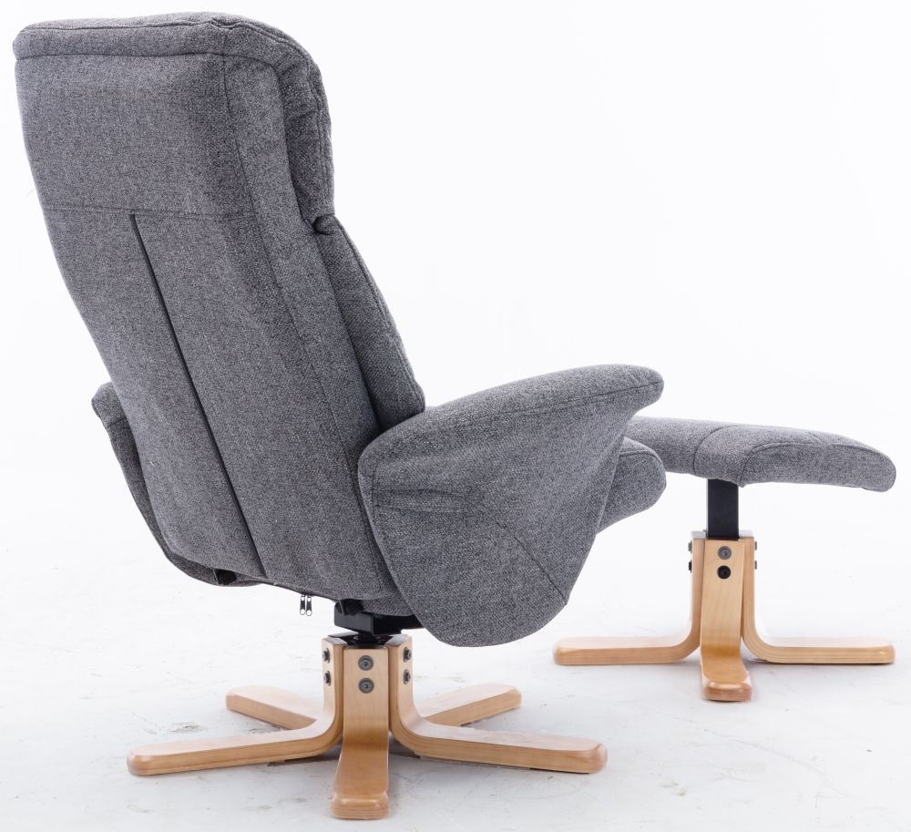 Product photograph of Gfa Marseille Swivel Recliner Chair With Footstool - Slate Fabric from Choice Furniture Superstore.