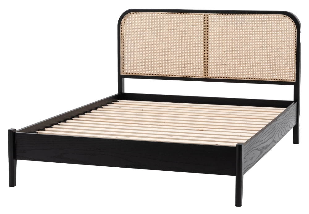 Product photograph of Skylar Black Rattan 4ft 6in Double Bed from Choice Furniture Superstore.