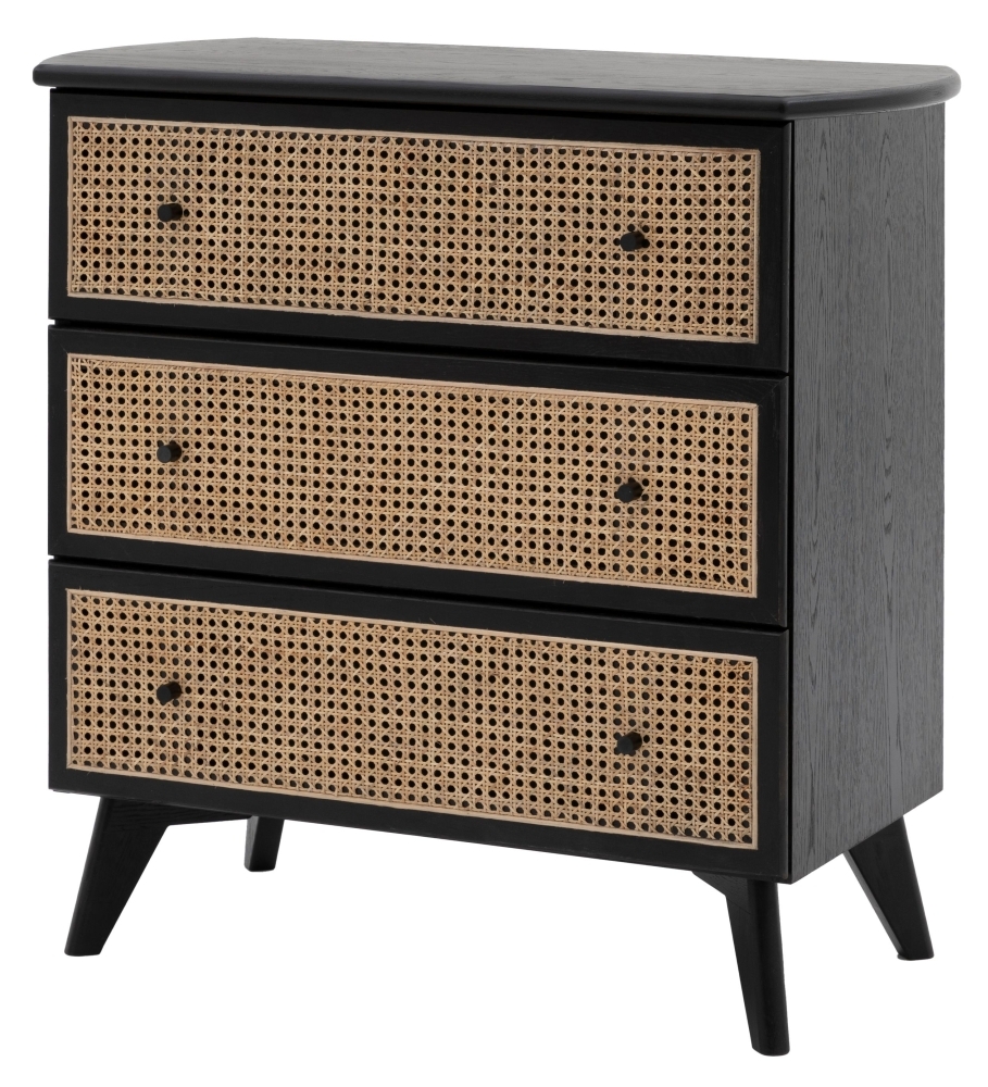Product photograph of Skylar Black Rattan 3 Drawer Chest from Choice Furniture Superstore.