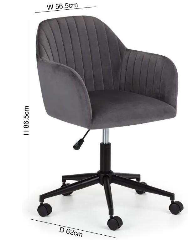 Product photograph of Kahlo Swivel Office Chair Solid In Pairs - Comes In Grey And Blue Velvet Fabric Options from Choice Furniture Superstore.