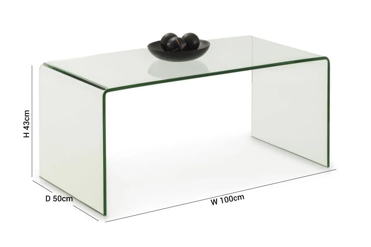 Product photograph of Amalfi Bent Glass 100cm Coffee Table from Choice Furniture Superstore.