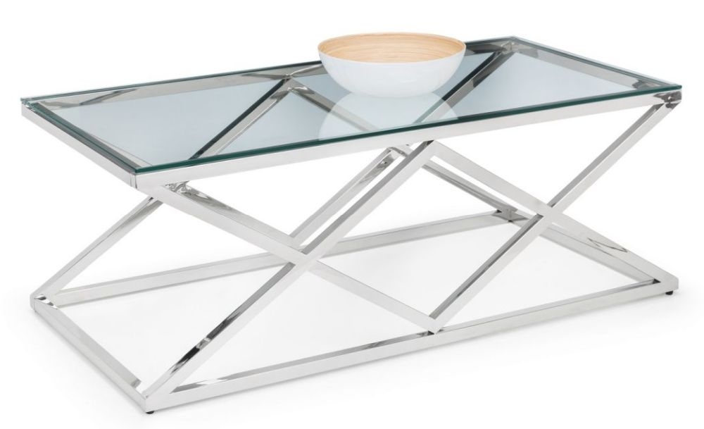Product photograph of Biarritz Steel And Glass Coffee Table from Choice Furniture Superstore.
